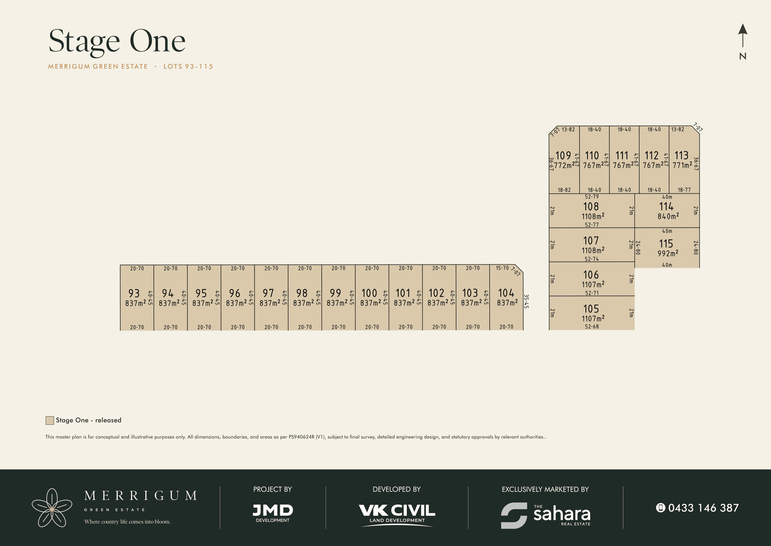 Stage One plan — lots 93 to 115